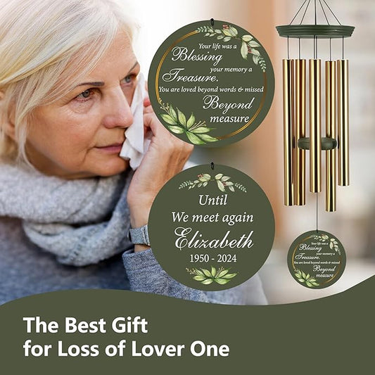 ASTARIN Memorial 36" Wind Chimes, Personalized Name Sympathy Wind Chime, in Memory of Loss Mom Loved One, Deep Tone Bereavement Windchimes for Outdoors Outside Clearance(Produced in USA)