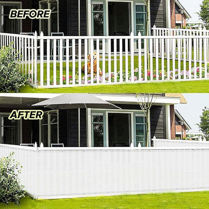 LOVE STORY Balcony Privacy Screen, 2.5'x6' Deck Shield Screen Fence Cover,UV Protection and Weather-Resistant,3 FT Height for Deck, Patio, Backyard, Outdoor Pool, Porch, Railing, White