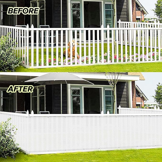 LOVE STORY Balcony Privacy Screen, 3'x11' Deck Shield Screen Fence Cover,UV Protection and Weather-Resistant,3 FT Height for Deck, Patio, Backyard, Outdoor Pool, Porch, Railing, White