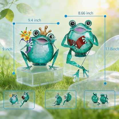 Ratuor Frog Statue Garden Outdoor Decor Metal Frog Yard Art Sculpture Lawn Ornaments for Backyard Pond Patio Porch Outside Decorations