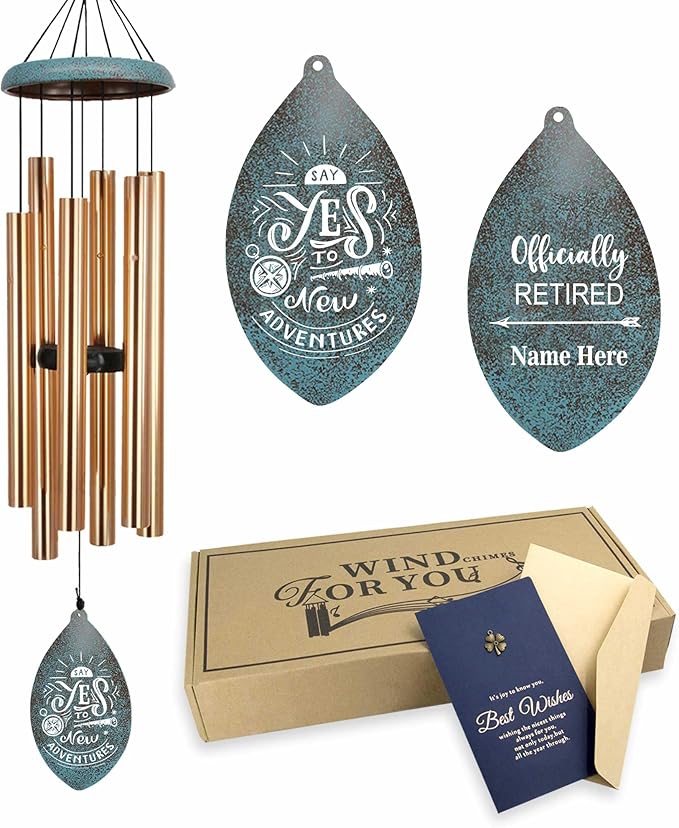 ASTARIN Personalized Happy Retirement Wind Chimes, Tree of Life Retirement Wind Chimes Gifts for Women/Men Teacher Coworker 2025, Going Away Farewell Gifts, Deep Tone Larde Wind Chime(Produced in USA)