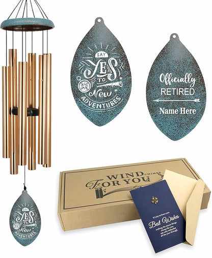 ASTARIN Personalized Happy Retirement Wind Chimes, Tree of Life Retirement Wind Chimes Gifts for Women/Men Teacher Coworker 2025, Going Away Farewell Gifts, Deep Tone Larde Wind Chime(Produced in USA)