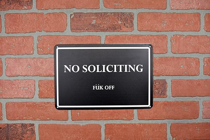 Funny No Soliciting Fuk Off Metal House Outdoor Patio Yard Sign Novelty Front Door Porch Home Decor