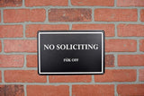 Funny No Soliciting Fuk Off Metal House Outdoor Patio Yard Sign Novelty Front Door Porch Home Decor