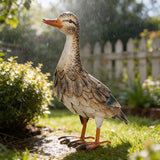 Shorayn Metal Duck Garden Statue, Life-Size Iron Hen Mallard, Handmade Gray Duck Yard Decor, Indoor Outdoor Ornament, Gift for Housewarming/Mother’s Day/Christmas