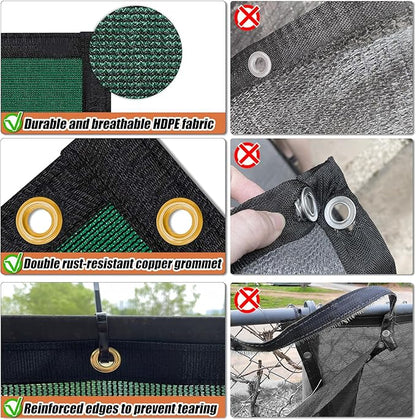 KANAGAWA 3ft x 10ft Privacy Screen Fence, 90% Blockage Heavy Duty 175 GSM Fencing Mesh Net Cover for Outdoor Wall Garden Yard Backyard 40 Cable Zip Ties Included Dark Green