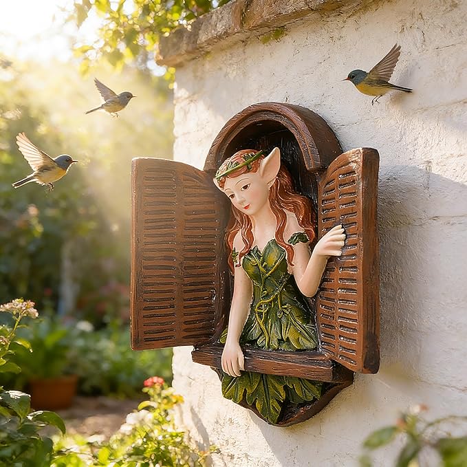 Teaeeno Whimsical Fairy Garden Gnome Statue, Tree Faces Decor Outdoor -7.8 Inch, Funny Garden Tree Decoration,Ideal Patio Yard Lawn Porch Decor