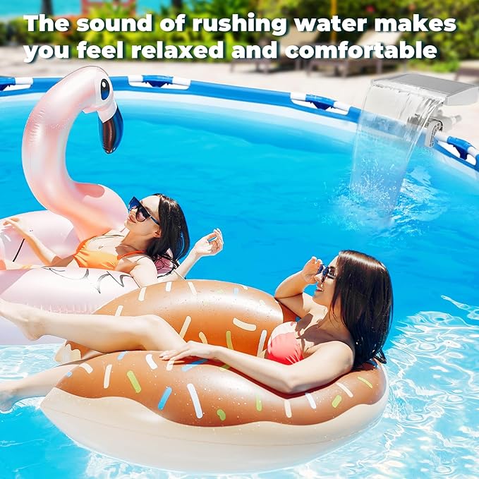 Pool Fountain, Pool Fountains for Above Ground Pools, Relaxing Waterfall Inground Swimming Pool Attachment, Water Spillway Koi Pond Waterfalls Fountains Kit Pool Cooler, Swimming Pool Accessories