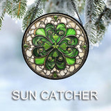 DASTOLL Stained Glass Window Hanging St. Ripak Festival Green Lucky Clover 7.8" - Suncatcher Door Garden Sun Catcher Ireland Decor Mother's Day for Mom Woman Her Men Sisters