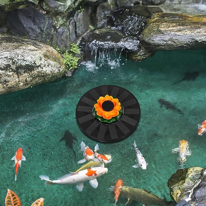Solar Powered Lotus Floating Fountain 16cm with Water Lily for Garden Pond Bird Bath Outdoor Solar Fountain Pool Décor