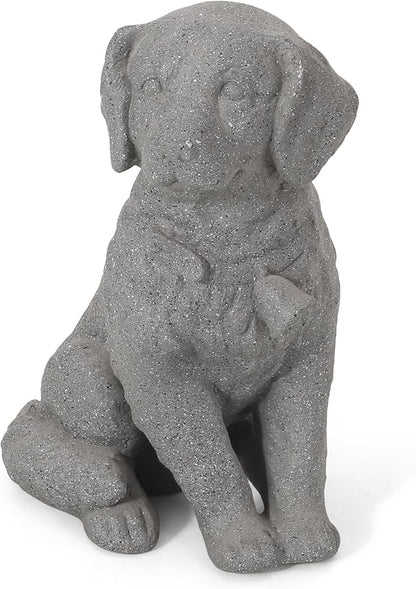 Merax Puppy Garden Statue - Outdoor Cast Stone Decor, Stone Gray Finish, Weather-Resistant Patio or Yard Art, No Assembly Required