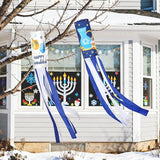 NOVWANG 2 Pack Hanukkah Wind Socks, 40 Inch Happy Hanukkah Windsock Outdoor Hanging Decoration for Garden Yard Porch Patio Home Holiday Decor