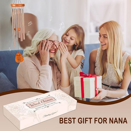 Gifts for Nana, Wind Chimes for Nana, Mother's Day Best Gift for Nana, Heartfelt Birthday Present from Grandkids, Unique Gifts Ideas for Mothers Day, Thanksgiving, Christmas, Festival (Rose Gold)