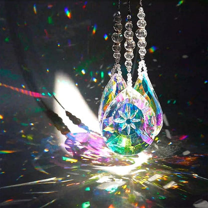 YU FENG 3PCS Crystal Suncatcher Set, Hanging Glass Prism Rainbow Maker for Window, Home & Garden Decor Light Catchers