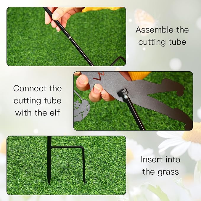 Bnesi Enchanted Garden Metal Art Decor Funny Garden Accessories Outdoor 3-Piece Set Decoration Suitable for Outdoor Yard Flower Pot Lawn Decoration (Lively)