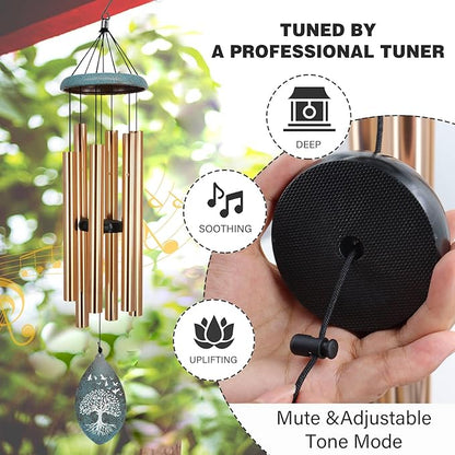 ASTARIN Sympathy Wind Chimes Personalized, Tree Life Sympathy Gifts Wind Chime for Loss of Loved Mom/Dad, Commemorative Wind Chimes for Condolences/Funeral, Outside Decor(Produced in USA)