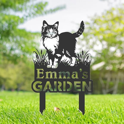 Personalized Cute Cat Kitten Metal Garden Sign,Custom Yard Sign With Stake,Outdoor Garden Décor,Pet Cat Lawn Garden Decorated Statue,Cat Sympathy Yard Metal Sign,Cat Lover Gifts Kailyard Plaque.
