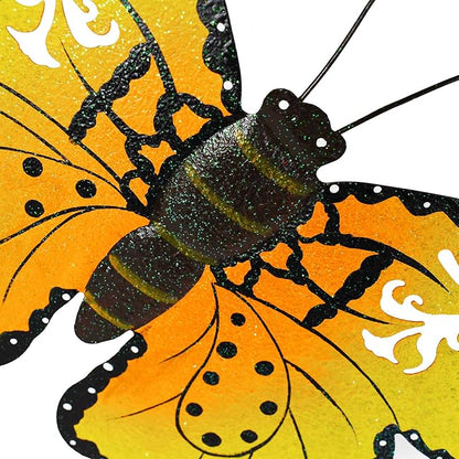 Attraction Design Butterfly Garden Stake Decorative Butterfly Yard Stake, Cute Insect Decor Metal Yard Art Decor Outdoor Garden Decoration for Patio Porch Lawn Pathway Backyard (Yellow)