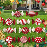 B‌oGlowHaven 12ct Candy Christmas outdoor Decorations‌ Birthday Decorations Waterproof Corrugated Cardboard Yard Signs with 24 Plastic Stakes 17 inch Holiday Pathway Decor for Garden Walkway and Party
