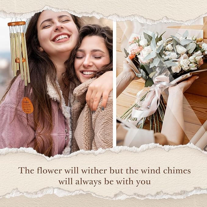 Leebbsin Sister Gifts from Sister, Wind Chimes for Sister, Best Sister Birthday Gifts, Bestie Gift Ideas for Christmas Thanksgiving Wedding Graduation Valentine's Day Gift for Sister, Sister-in-Law