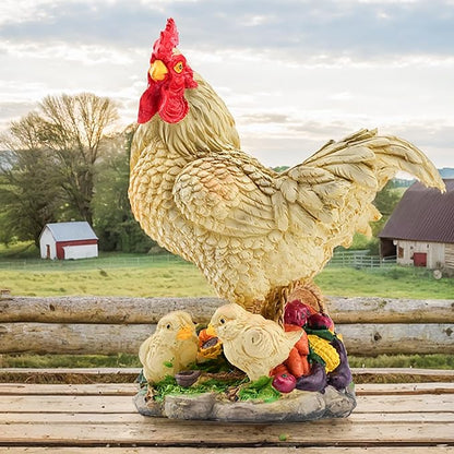Teaeeno Real Rooster Yard Decor, Chicken Yard Decorations Outdoor,Garden Rooster Decor for Outside,Lawn Statues Decorative Ornaments for Home Patio Backyard Landscape, Ornament for Women/Gardening