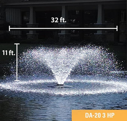 Scott Aerator DA-20 Display Pond Aerator - 3 Horse Power 230V 200ft Cord | Aerating Pond Fountain | Pond Aerator Pump for Small Ponds | Pond Aeration Systems | Made in USA