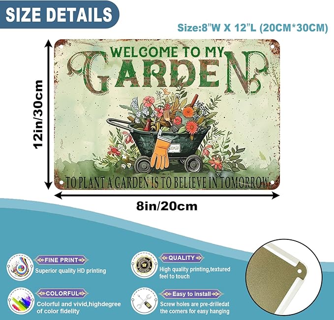Vintage Gardening Metal Sign Gardening Wall Decor Gardening Gift for Friend Backyard Oasis Bar Outdoor Party 8 x 12 Inch