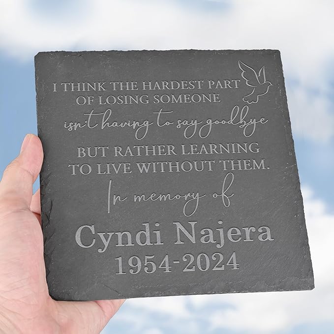 Personalized Memorial Stone Memorial Garden Stone - Sympathy Gifts for Loss of Dad, Mom or Loved One - Bereavement, Remembrance and Condolence Gift - Learning to Live Without Them Square