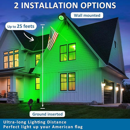 T-SUNUS Green Solar Spot Lights Outdoor 2 Pack, Separated Solar Panel with 9.8ft Cable, Adjustable Solar Landscape Spotlights IP65 Waterproof Auto On/Off for Yard Garden Tree Driveway Patio