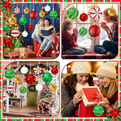 Huwena 24 Pcs Christmas Outdoor Decorations Hanging Ornaments Christmas Yard Signs Double Sided Lawn Decorations for Xmas Party Porch Lawn Decor (Delicate Style)