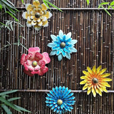 Metal Flower Wall Art Decor 12 in Iron Beautiful Floral Sculpture Hanging Wall Statue for Home Garden Patio (Color : Pink)