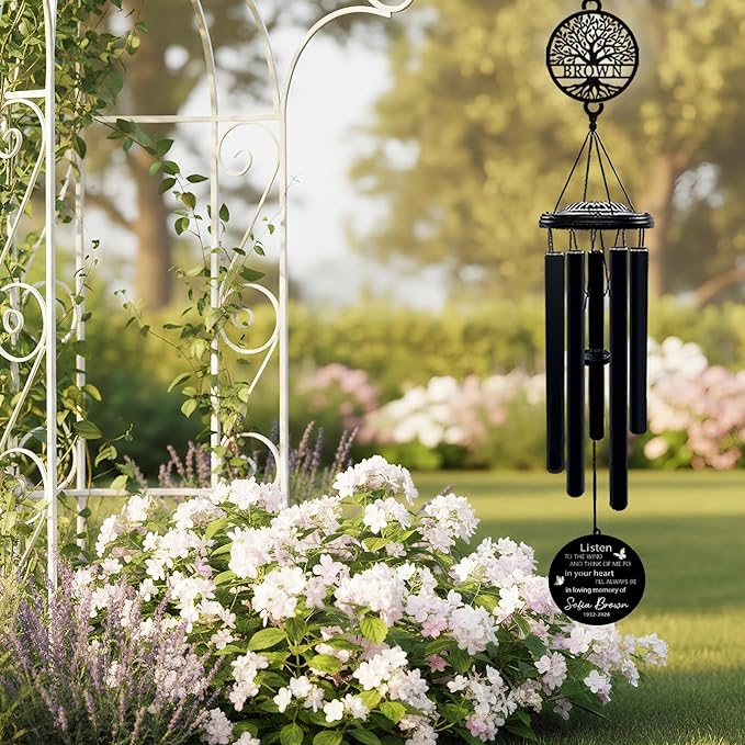 Personalized Memorial Wind Chimes for Loss of Loved One Custom Sympathy Gift in Loving Memory Outdoor Wind Chimes for Mom Dad Bereavement Remembrance Gift (Memorial 1)