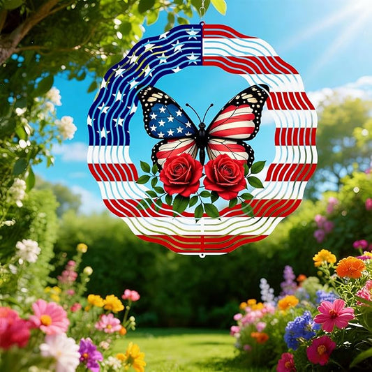 Butterfly Wind Spinners -12 inch 3D Hanging Wind Sculptures for Garden Outside Patio Yard Decor -Birthday Gift for Women