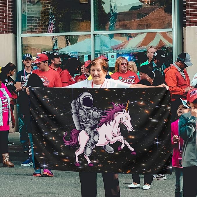 Astronaut Unicorn Flag 3x5 Ft Outdoor Indoor With Grommet Garden Yard Banner Decorative Sign