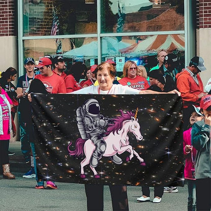Astronaut Unicorn Flag 3x5 Ft Outdoor Indoor With Grommet Garden Yard Banner Decorative Sign