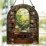 Jesuspirit - Window Hanging Suncatcher – Crystal Clear Acrylic & Wood Sun Catcher for Home Decor, for Women (Your Library, 8 Inches)