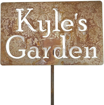 Classic Metal Garden Markers Clearance Items 20 to 33 Inches Tall (Kyle's Garden 21", Naturally Rusted)