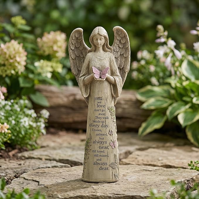 Topadorn Garden Statuary Outdoor Praying Angel Resin Figurines,Collectible Sculptures,10" H