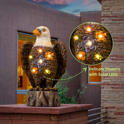 TAKE ME Gardening Gifts Outdoor Decor Eagle Solar Lights Garden Gifts for Eagle Lovers Birthday Gifts for Women Garden Decor Patio Yard Decor (Brown Eagle)
