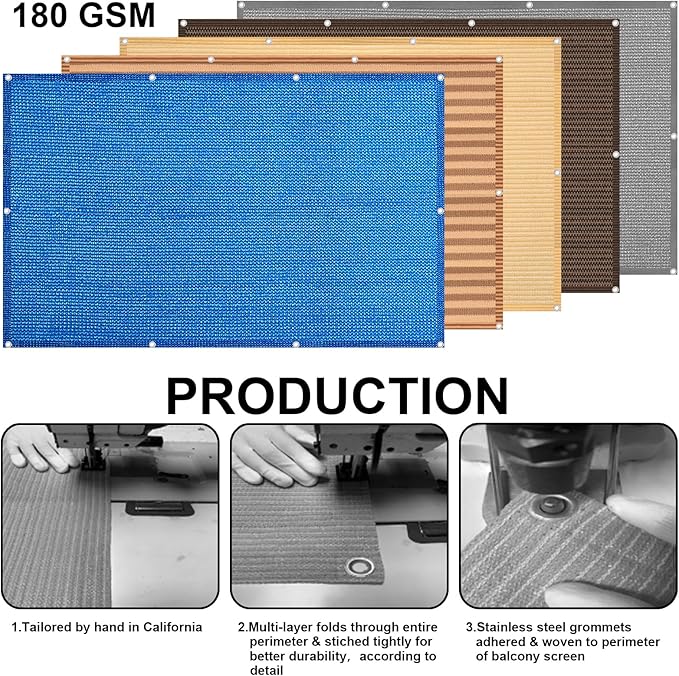 Eden's Decor Balcony Privacy Screen Grey 3'x 41' Cover Mesh Windscreen Weather-Resistant UV Protection for Backyard Deck, Patio, Balcony, Pool, Porch, Fence, Railing, Gardening