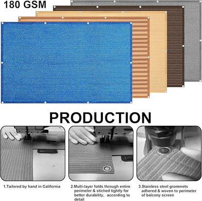 Eden's Decor Balcony Privacy Screen Brown 2'6"x 40' Cover Mesh Windscreen Weather-Resistant UV Protection for Backyard Deck, Patio, Balcony, Pool, Porch, Fence, Railing, Gardening