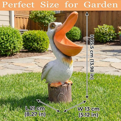 14" Toucan & Pelican Statues - Outdoor Large Bird Decor, Colorful Outdoor Bird Decor Sculpture - Bird Outdoor Animal Ornament, Tropical Tiki Bar Decor, Perfect for Garden, Patio, Yard