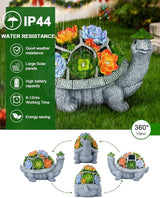 11.1 Inch Large Solar Garden Decor Turtle Statues Lights, Outdoor Figurine Decorations Ornament Lamps for Outside Yard, Lawn, Patio, Porch, Balcony, Unique Birthday Gifts for Mom women Grandma(Gray)