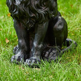 Glitzhome Guardian Sitting Lion Statue Regal Indoor and Outdoor Garden Sculpture for Home Entrance Porch and Yard, 20.75in Tall, Black