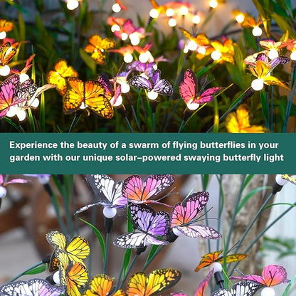 TONULAX Solar Garden Lights - 10 Pack Swaying Butterfly Light, Swaying in The Wind, Solar Outdoor Lights, Yard Patio Pathway Decoration, High Flexibility Iron Wire & Realistic Butterflies(10 Pack)