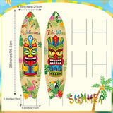 Queekay 2 Pcs Tiki Yard Sign Luau Hawaiian Tropical Party Decoration Outdoor Tiki Sign with Stakes for Summer (Skateboarding Style)