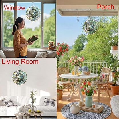 Hummingbird Metal Wind Spinners Outdoor, 3D Hanging Garden Decor for Women Mom Grandma, 25cm/ 9.84in 3D Wind Spinners for Garden Decor for Patio,Yard,Outdoor