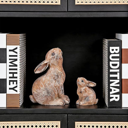Resin Bunny Decor Rabbit Figurines, Easter Bunny Statue Set of 2 for Spring Tabletop Decor,Small Rabbit Statues for Home Decor
