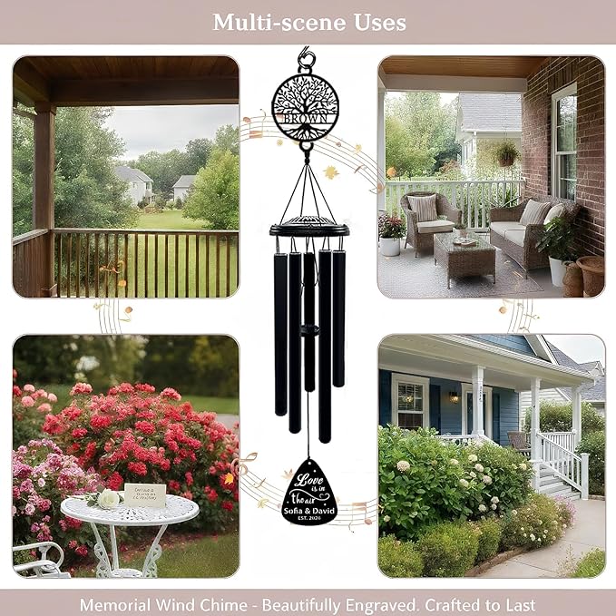 Personalized Wedding Wind Chimes Custom Gift for Couple Newlyweds Bridal Shower Engagement Party Home Decoration