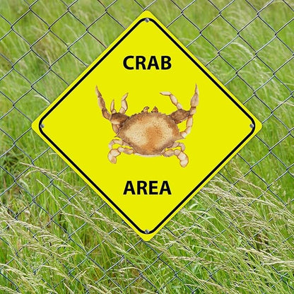 Crab Area Xing Caution Crossing Sign Ocean Animal Aluminum Metal Sign Warning Sign Novelty Road Fence Yard Wall Decor For Indoor Outdoor Highway15x15in